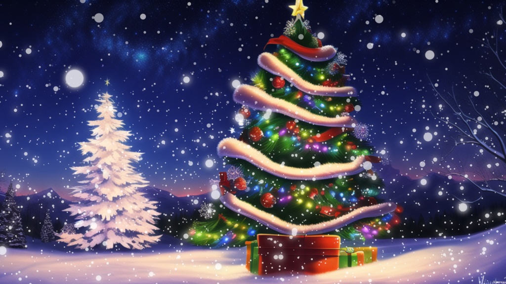 【背景ループ素材】クリスマスツリー背景素材 クリスマス 風景 Vtuberさんの配信背景に 雪 冬 イルミネーション ツリー 【背景動画】