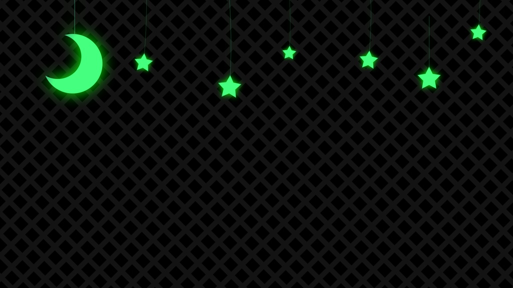 【夜活用】【背景透過ループ素材】ゆらゆら動く月と星 夜活配信用 金色 白色 緑色 水色 【配信者向け】