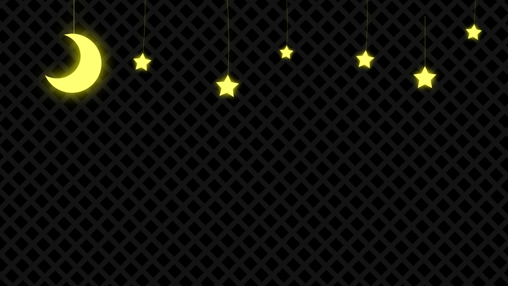 【夜活用】【背景透過ループ素材】ゆらゆら動く月と星 夜活配信用 金色 白色 緑色 水色 【配信者向け】