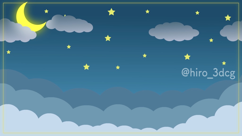 【動く配信画面!】夜活用雑談配信画面 ループ素材 vtuberさん向け 配信オーバーレイ 月と動く雲 night 【配信素材】