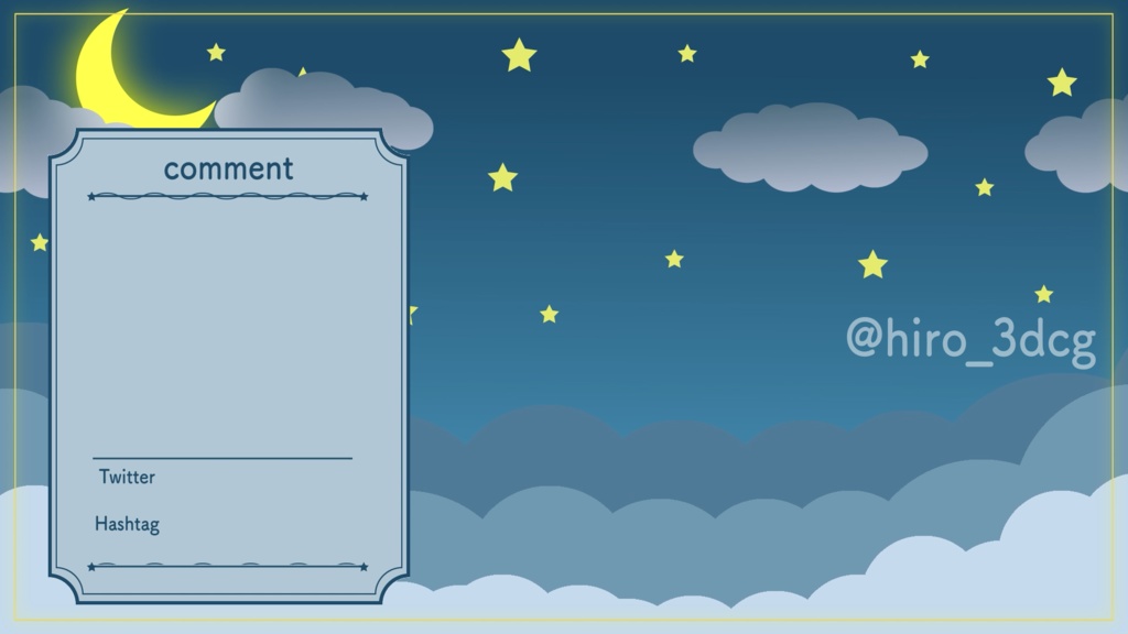 【動く配信画面!】夜活用雑談配信画面 ループ素材 vtuberさん向け 配信オーバーレイ 月と動く雲 night 【配信素材】