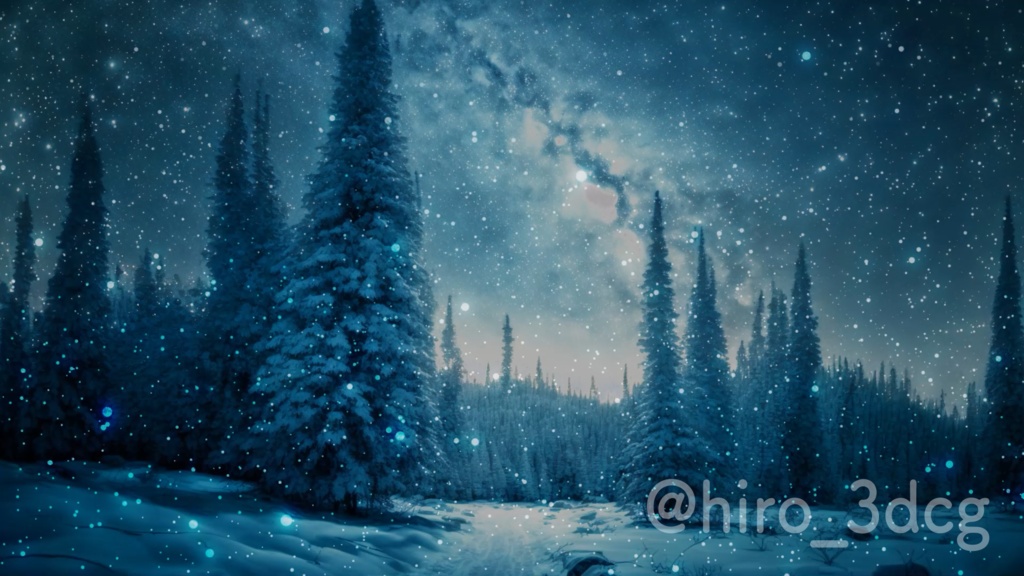 背景ループ素材】幻想的な冬の森 ループ素材 動く背景 クリスマス