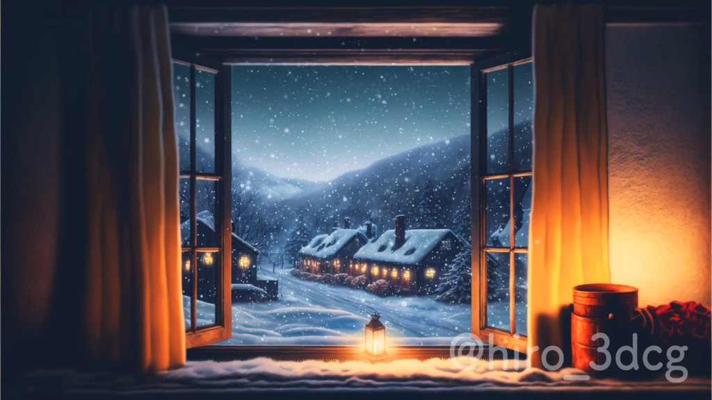 背景ループ素材 窓から眺める雪のループ素材 ファンタジー クリスマス バレンタイン 雪 冬 落ち着く Vtuberさんの配信背景に 窓 部屋 ろうそく 動く背景 背景動画 動画素材屋hiro Booth