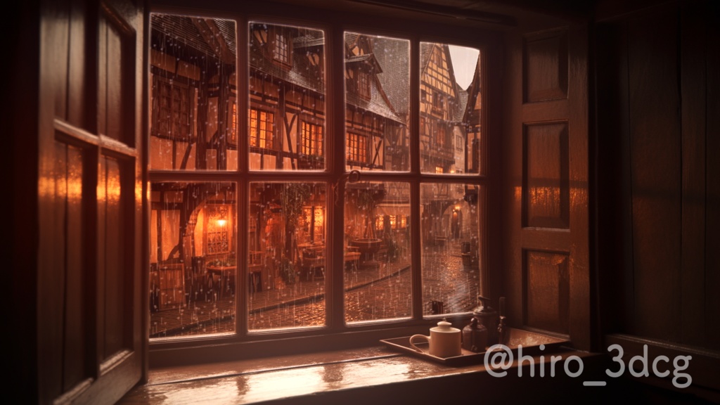 【動く!背景素材】雨の日の路地裏 ループ素材 ファンタジー風景 【背景動画】