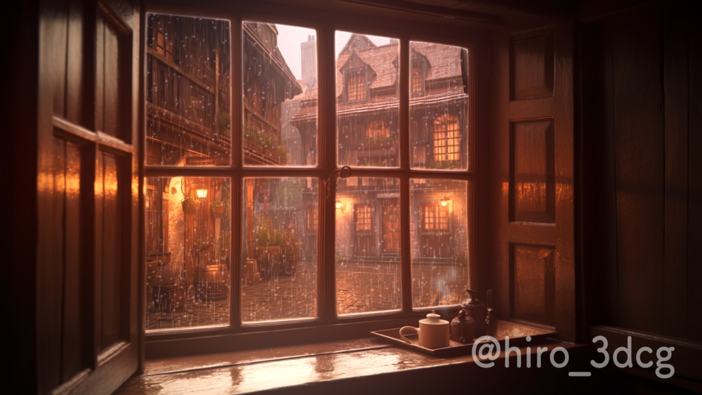 【動く!背景素材】雨の日の路地裏2 ループ素材 ファンタジー風景 【背景動画】