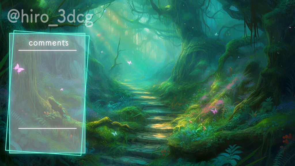 【動く!配信画面セット】蝶が舞う幻想的な森 妖精が棲む不思議な森 雑談配信 歌枠配信 ファンタジー 落ち着く Vtuberさんの配信背景に 森林 木々 異世界 動く背景【背景ループ素材】