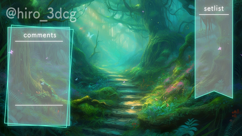 【動く!配信画面セット】蝶が舞う幻想的な森 妖精が棲む不思議な森 雑談配信 歌枠配信 ファンタジー 落ち着く Vtuberさんの配信背景に 森林 木々 異世界 動く背景【背景ループ素材】