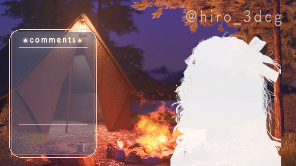 【動く!歌枠配信画面セット】焚火のある湖畔のキャンプ 歌枠用 雑談用 待機画面 vtuberさん向け!