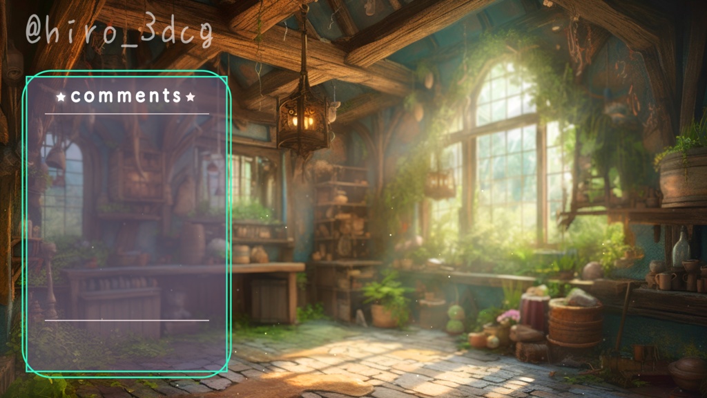 【動く!配信背景と待機画面セット】陽気な森の作業部屋 歌枠 雑談配信 夏 春 蝶々 研究部屋 魔女 魔法 ファンタジー 落ち着く Vtuberさんの配信背景に 【背景ループ素材】