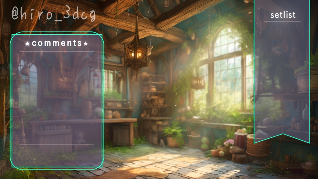 【動く!配信背景と待機画面セット】陽気な森の作業部屋 歌枠 雑談配信 夏 春 蝶々 研究部屋 魔女 魔法 ファンタジー 落ち着く Vtuberさんの配信背景に 【背景ループ素材】