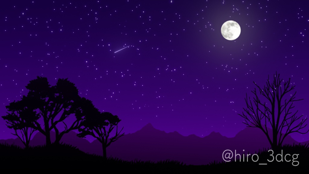 【動く!夜活配信画面!】月と流れ星が瞬く夜空 流星群 月明り 星空 ループ素材 歌枠用 雑談用 夜活用 vtuberさん向け