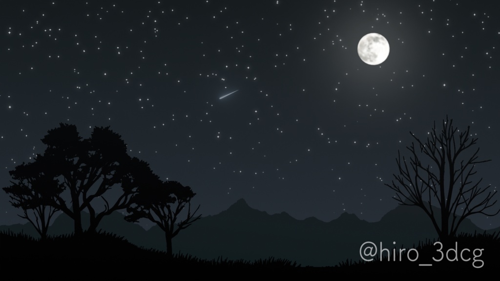 【動く!夜活配信画面!】月と流れ星が瞬く夜空 流星群 月明り 星空 ループ素材 歌枠用 雑談用 夜活用 vtuberさん向け