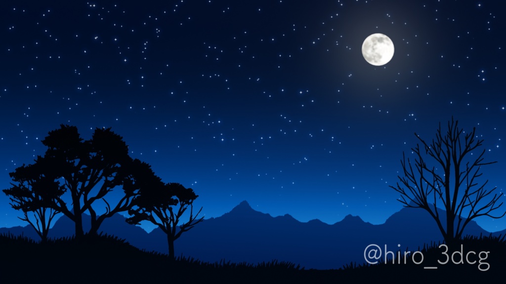 【動く!夜活配信画面!】月と流れ星が瞬く夜空 流星群 月明り 星空 ループ素材 歌枠用 雑談用 夜活用 vtuberさん向け