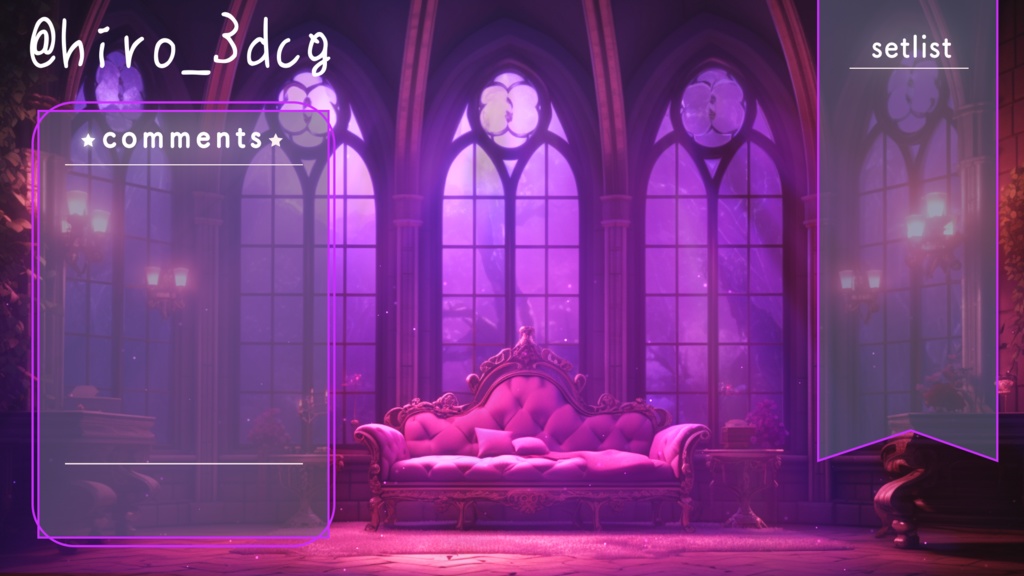 【動く!配信背景と待機画面セット】月明りが差し込む魔王城 配信部屋 歌枠 雑談配信 夜活 ハロウィン ファンタジー 落ち着く Vtuberさんの配信背景に 【背景ループ素材】