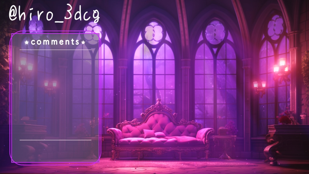 【動く!配信背景と待機画面セット】月明りが差し込む魔王城 配信部屋 歌枠 雑談配信 夜活 ハロウィン ファンタジー 落ち着く Vtuberさんの配信背景に 【背景ループ素材】