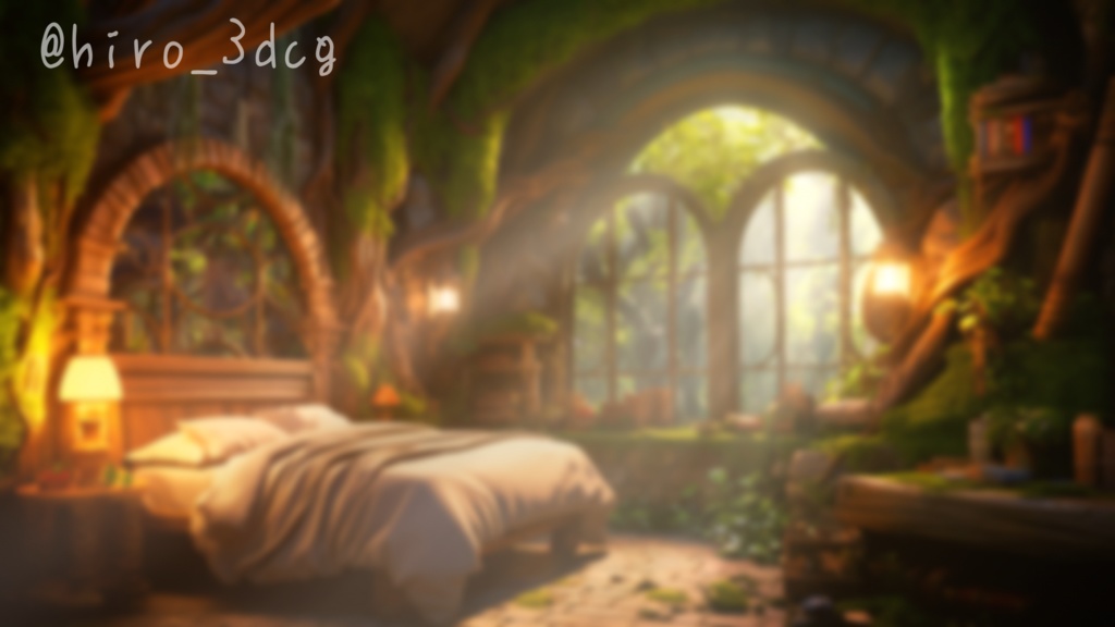 【動く!配信背景と待機画面セット】静かな森の家 エルフの森 配信部屋 歌枠 雑談配信 寝室 ファンタジー 落ち着く Vtuberさんの配信背景に 【背景ループ素材】