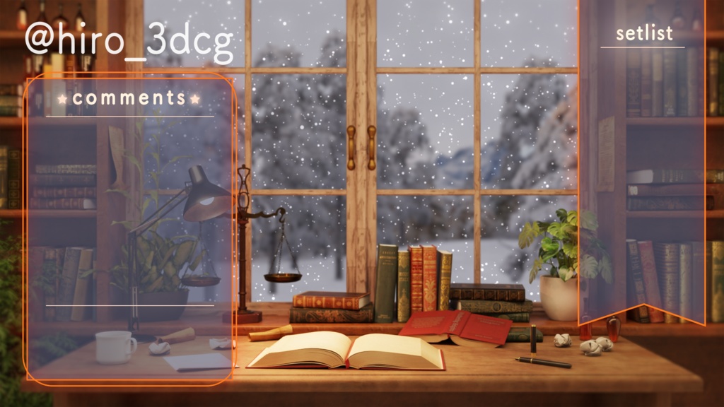 【動く!配信背景ループ】雪の降る日の仕事部屋 デスク クリスマス 窓から眺める雪 歌枠 雑談配信 Vtuberさんの配信背景に バレンタイン 窓 部屋 冬 動く背景【配信部屋】