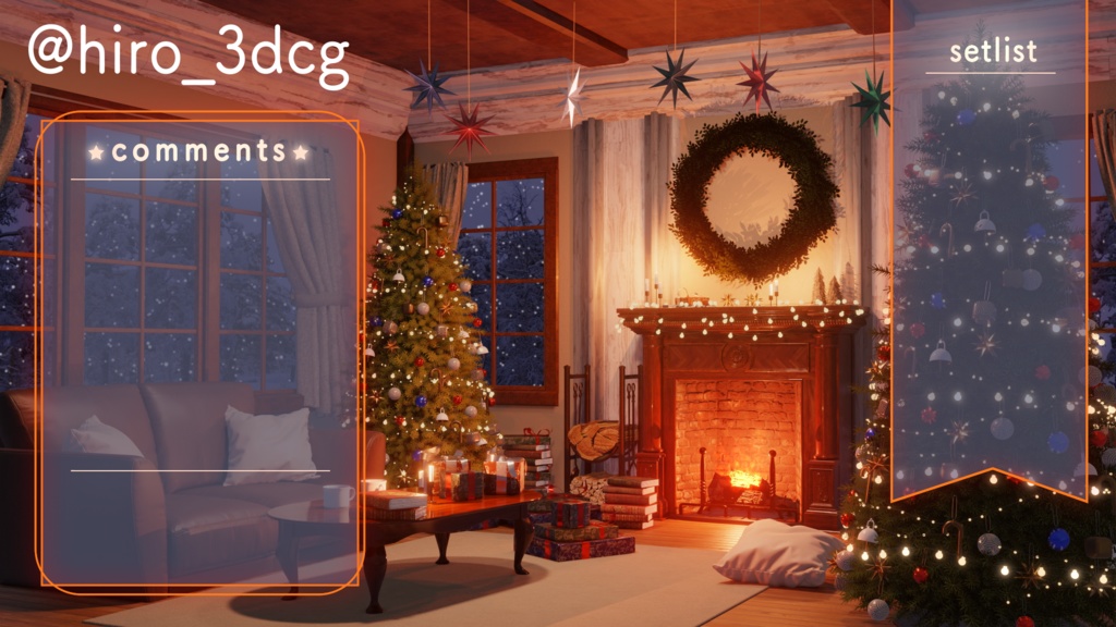 【動く!配信背景ループ】暖炉の灯りに包まれるクリスマス クリスマスツリー 窓から眺める雪 歌枠 雑談配信 Vtuberさんの配信背景に バレンタイン 部屋 冬【配信部屋】