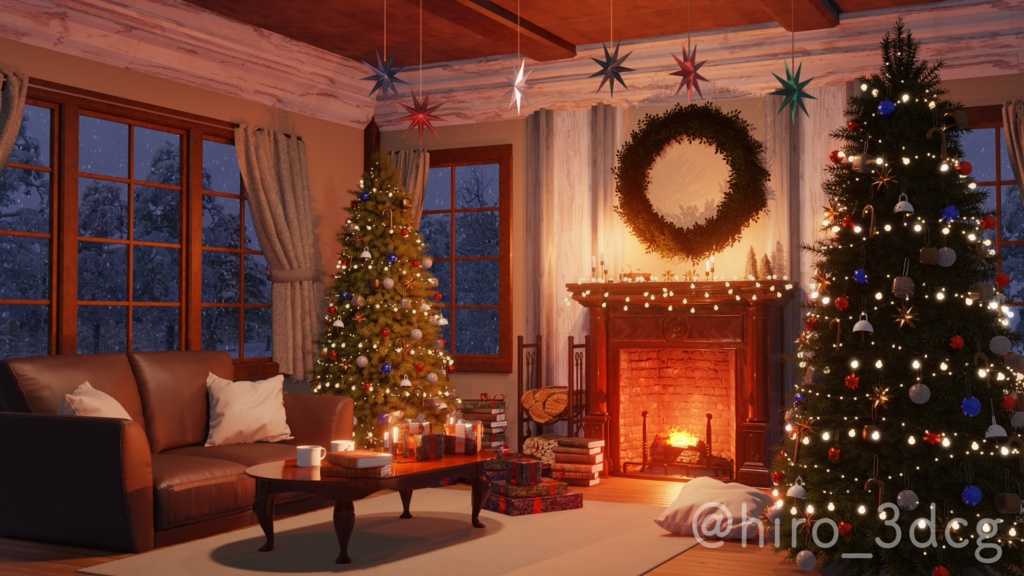 【動く!配信背景ループ】暖炉の灯りに包まれるクリスマス クリスマスツリー 窓から眺める雪 歌枠 雑談配信 Vtuberさんの配信背景に バレンタイン 部屋 冬【配信部屋】