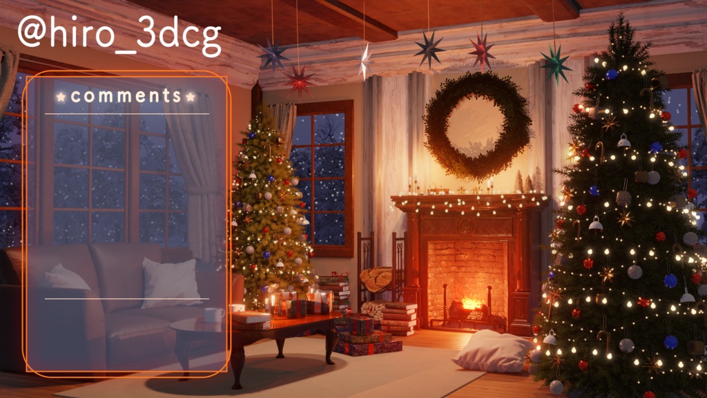 【動く!配信背景ループ】暖炉の灯りに包まれるクリスマス クリスマスツリー 窓から眺める雪 歌枠 雑談配信 Vtuberさんの配信背景に バレンタイン 部屋 冬【配信部屋】