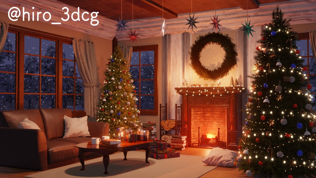 【動く!配信背景ループ】暖炉の灯りに包まれるクリスマス クリスマスツリー 窓から眺める雪 歌枠 雑談配信 Vtuberさんの配信背景に バレンタイン 部屋 冬【配信部屋】