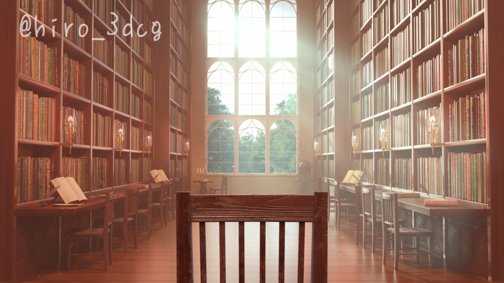 【動く!配信背景ループ】朝日が差し込む魔法図書館 朝活配信 研究部屋 図書室 ファンタジー 朝活 雑談配信 歌枠配信 Vtuberさんの配信背景に 窓 本棚 部屋 動く背景【配信部屋】