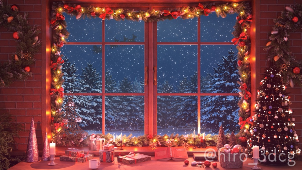 【動く!クリスマス配信画面セット】窓から眺めるクリスマスの雪 クリスマスツリー 窓から眺める雪 歌枠 雑談配信 Vtuberさんの配信背景に バレンタイン 部屋 冬【配信部屋】