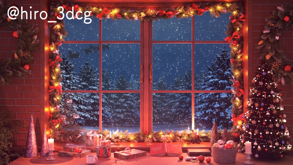 【動く!クリスマス配信画面セット】窓から眺めるクリスマスの雪 クリスマスツリー 窓から眺める雪 歌枠 雑談配信 Vtuberさんの配信背景に バレンタイン 部屋 冬【配信部屋】
