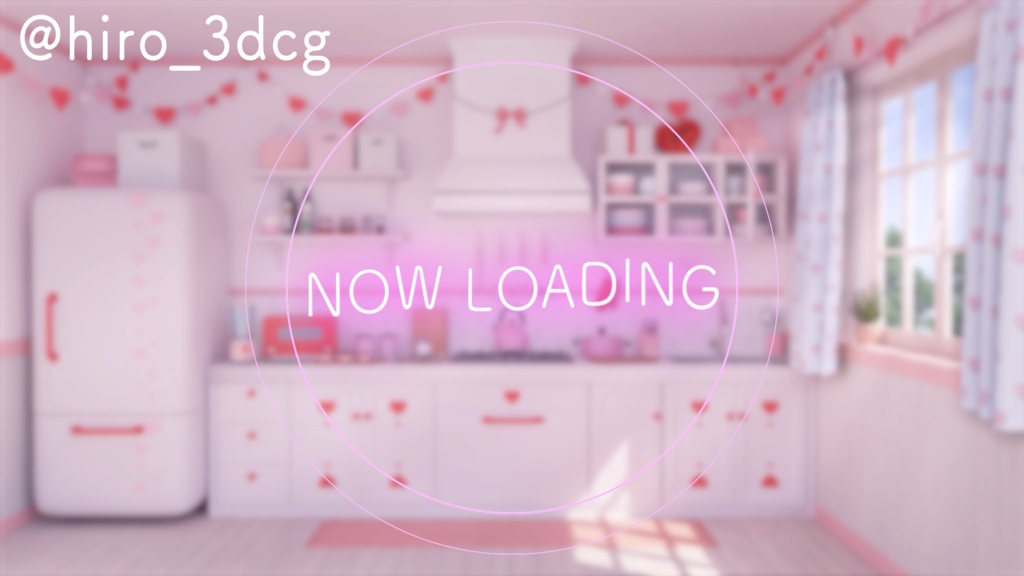 【動く配信背景】バレンタインキッチン4色セット|雑談・歌枠にピッタリ!Vtuber用配信部屋