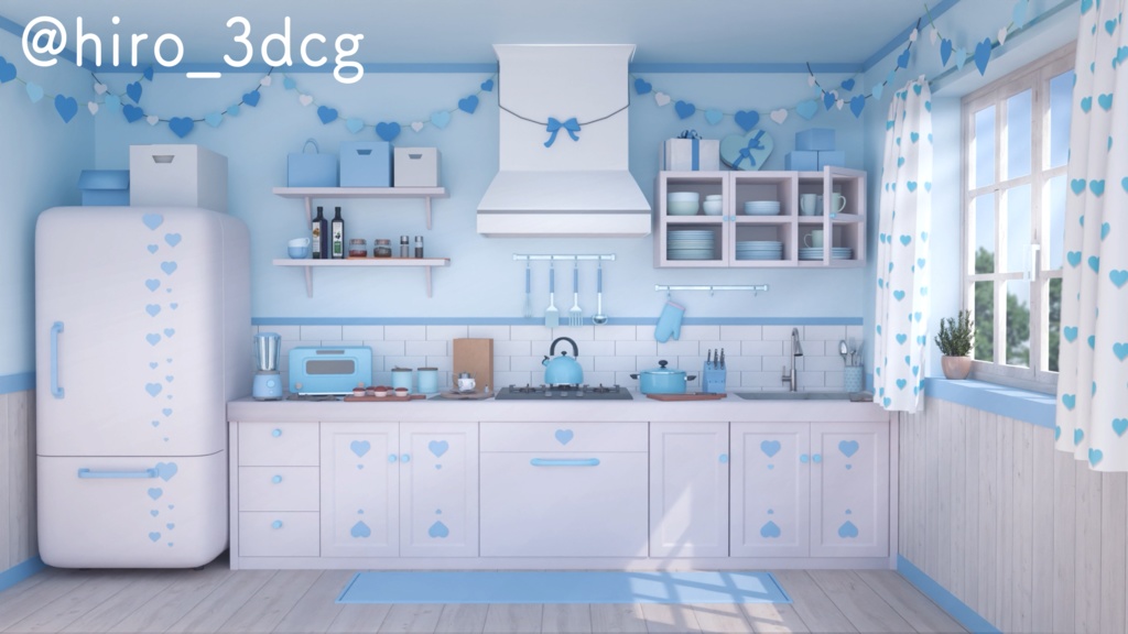 【動く配信背景】バレンタインキッチン4色セット|雑談・歌枠にピッタリ!Vtuber用配信部屋