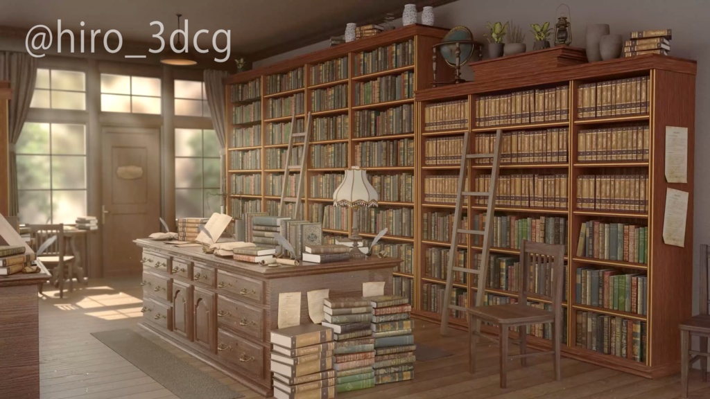 【動く配信背景セット!】昼下がりの古書堂|雑談・歌枠にピッタリ!Vtuber用配信部屋 ファンタジー 図書館