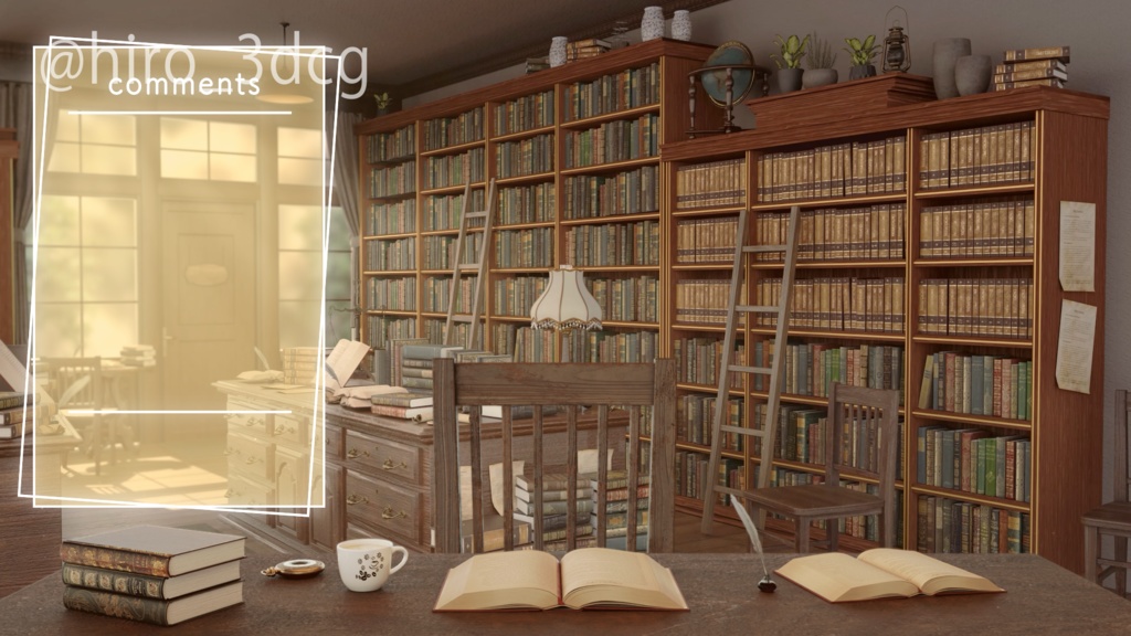 【動く配信背景セット!】昼下がりの古書堂|雑談・歌枠にピッタリ!Vtuber用配信部屋 ファンタジー 図書館