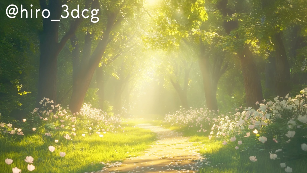 【動く!配信画面セット】昼下がりの森の小道 エルフの森 動物の森 ファンタジー 春 秋 木 自然 配信背景