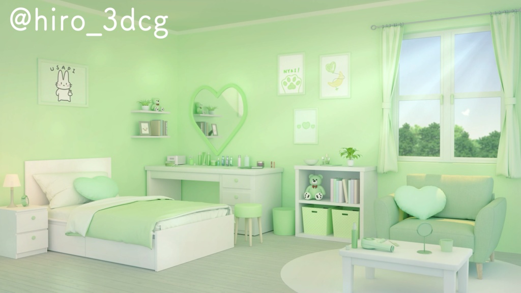 【動く!配信画面セット】ハートの可愛いお部屋4色セット|雑談・歌枠にピッタリ!Vtuber用配信部屋