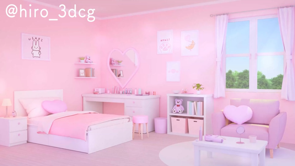 【動く!配信画面セット】ハートの可愛いお部屋4色セット|雑談・歌枠にピッタリ!Vtuber用配信部屋