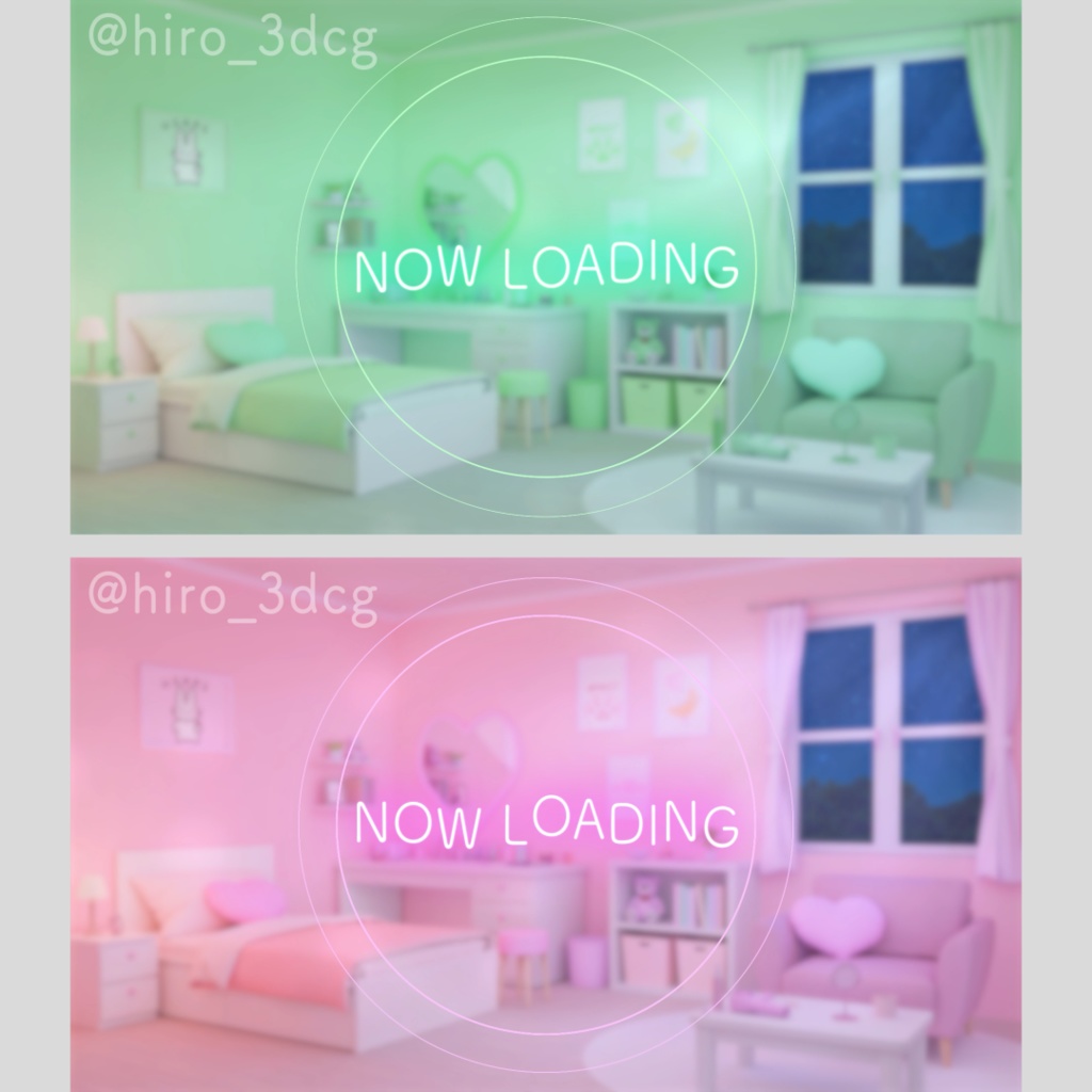 【動く!配信画面セット】月明かりが差し込むハートのお部屋4色セット|窓辺 寝室 可愛い 流れ星 星空|雑談・歌枠にピッタリ!Vtuber用配信部屋