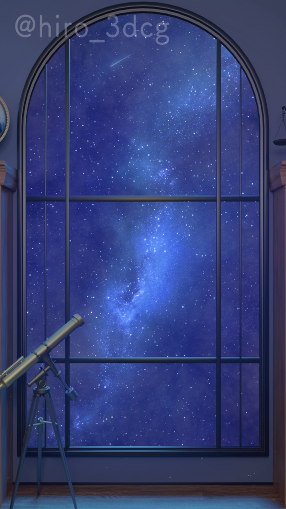 【動く!縦型配信背景】幻想的な星空観測室|雑談・歌枠にピッタリ! Vtuber用配信部屋 ファンタジー 流れ星 夜の書斎 本棚
