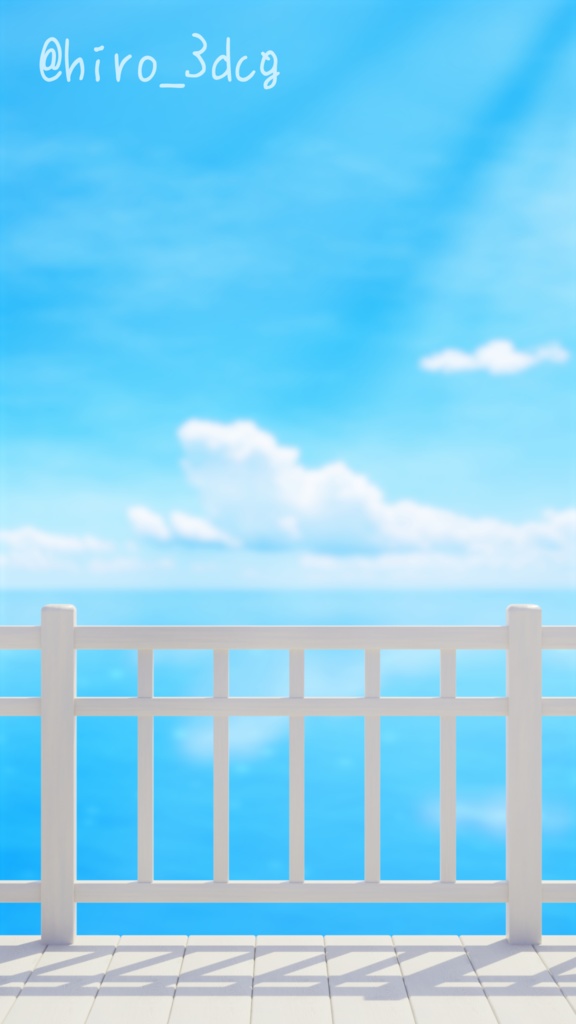 【動く!縦型配信背景】白のテラスと夏色の海|雑談・歌枠にピッタリ! Vtuber用配信部屋 ビーチ 夏の空 夏