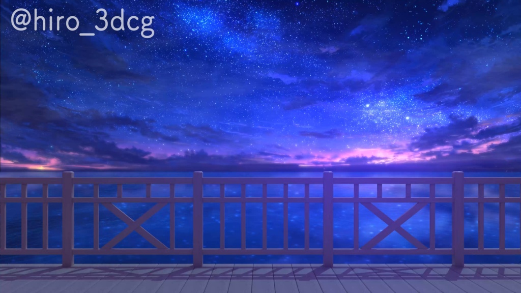 【動く!配信画面セット】白のテラスと星降る海|雑談・歌枠にピッタリ! Vtuber用配信部屋 ビーチ 星空 夏の夜 自然 波 幻想的