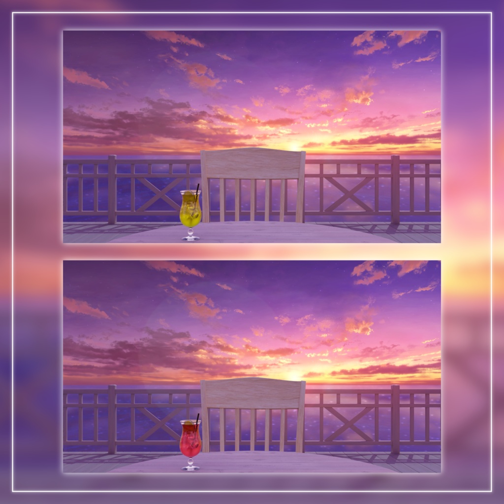 【動く!配信画面セット】茜に染まる夕焼けの海|雑談・歌枠にピッタリ! Vtuber用配信部屋 ビーチ 星空 夕日 自然 波 幻想的