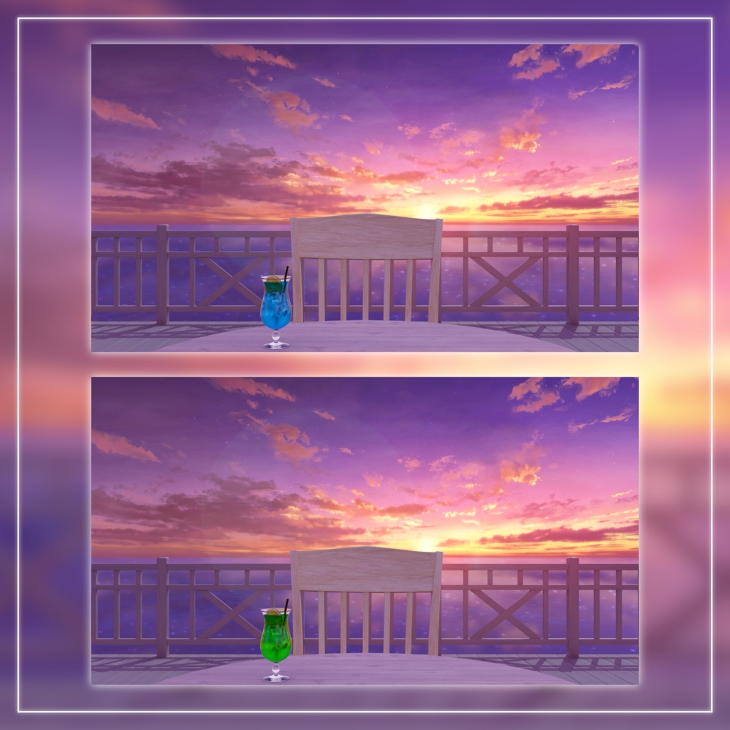 【動く!配信画面セット】茜に染まる夕焼けの海|雑談・歌枠にピッタリ! Vtuber用配信部屋 ビーチ 星空 夕日 自然 波 幻想的