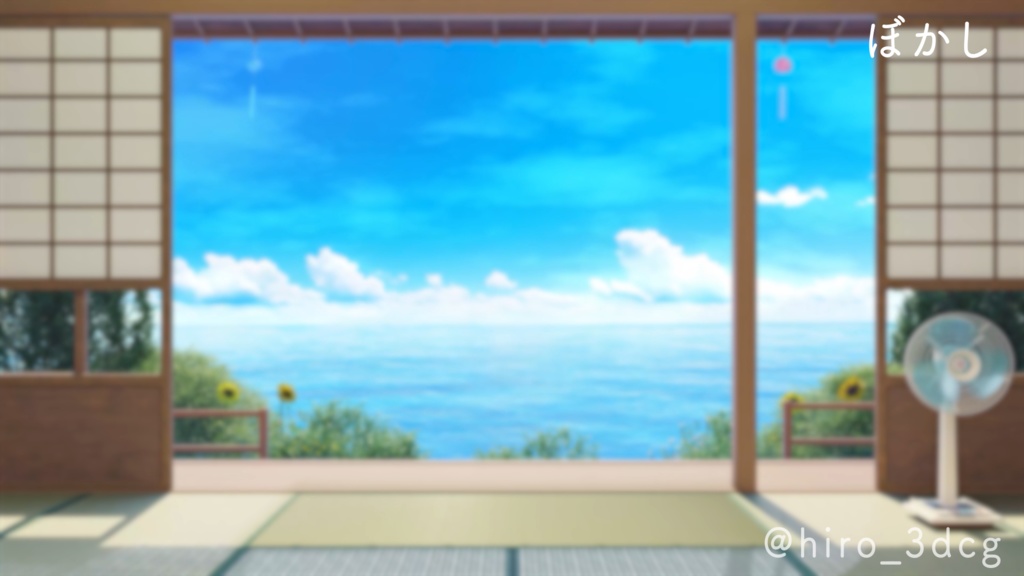 【動く!配信画面セット】和室から眺める夏の海|雑談・歌枠にピッタリ! Vtuber用配信部屋 風鈴 和風 自然 ノスタルジック