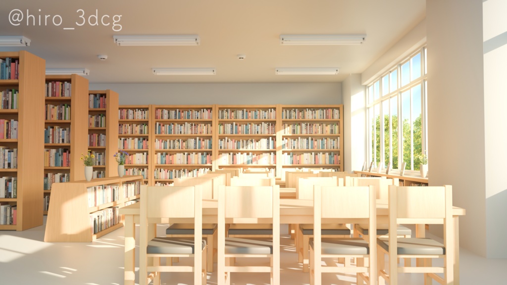 【動く!配信画面セット】昼下がりの図書室|雑談・歌枠にピッタリ! Vtuber用配信部屋 学校 図書館 ノスタルジック 学校背景