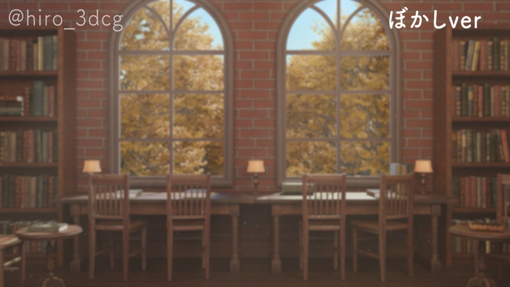【動く!配信画面セット】陽が差し込む秋のブックカフェ|雑談・歌枠にピッタリ! Vtuber用配信部屋 紅葉 図書館 ファンタジー