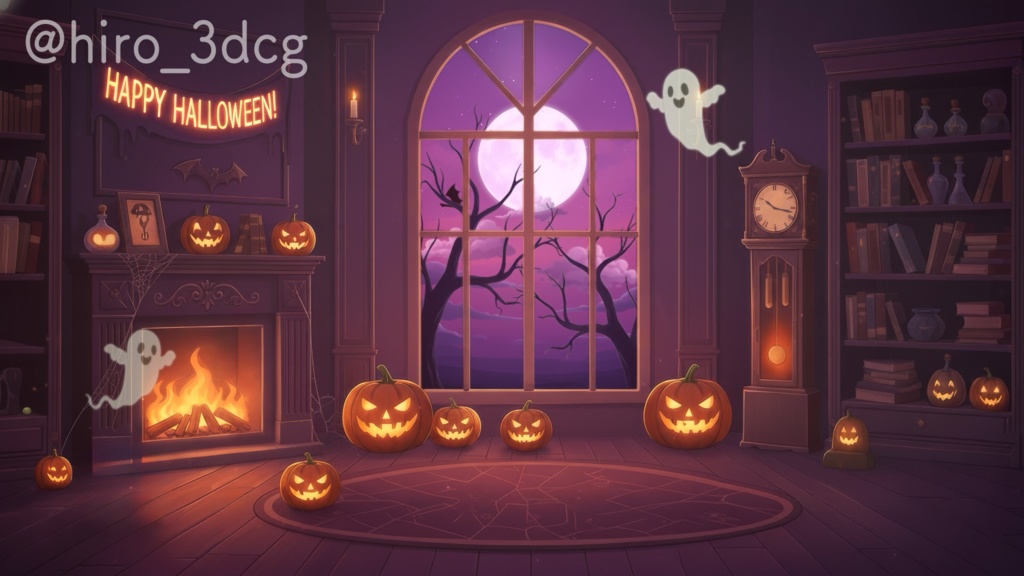 【動く背景】不気味で楽しいハロウィンナイト|VTuber配信背景&待機画面セット