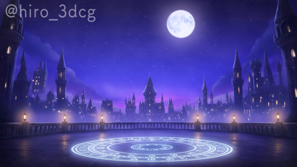 【動く背景】星降る古城のバルコニー|VTuber配信背景&待機画面セット