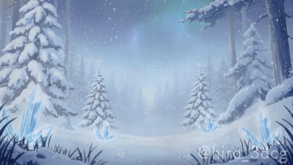 【動く背景】雪降る幻想的な森|VTuber配信背景&待機画面セット