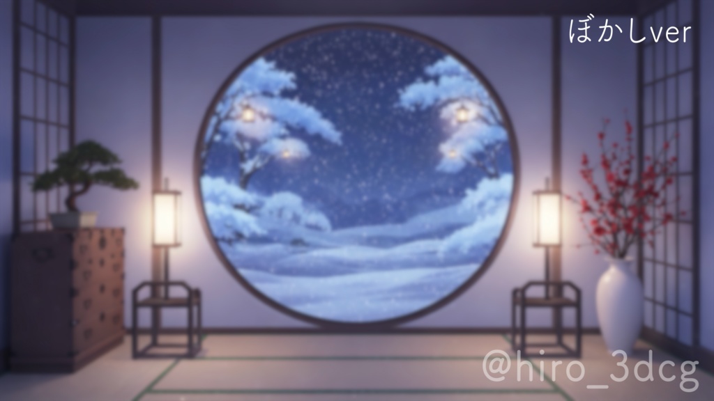 【動く背景-待機画面】雪が降る丸窓の和室 - 配信画面フルセット【待機画面/コメント枠/雑談・歌枠/Vtuber】