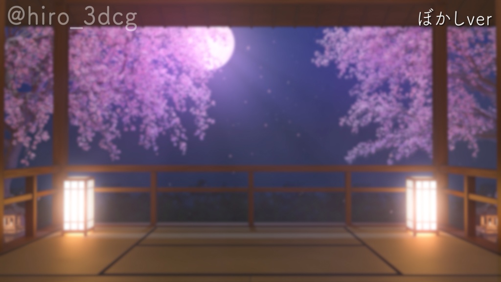 【動く背景-待機画面】桜舞う月夜の縁側 - 配信画面フルセット【待機画面/コメント枠/雑談・歌枠/Vtuber】