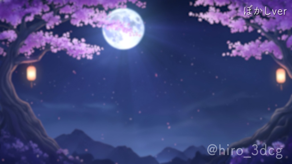 【動く背景-待機画面】桜舞う満月の夜 - 配信画面フルセット【待機画面/コメント枠/雑談・歌枠/Vtuber】